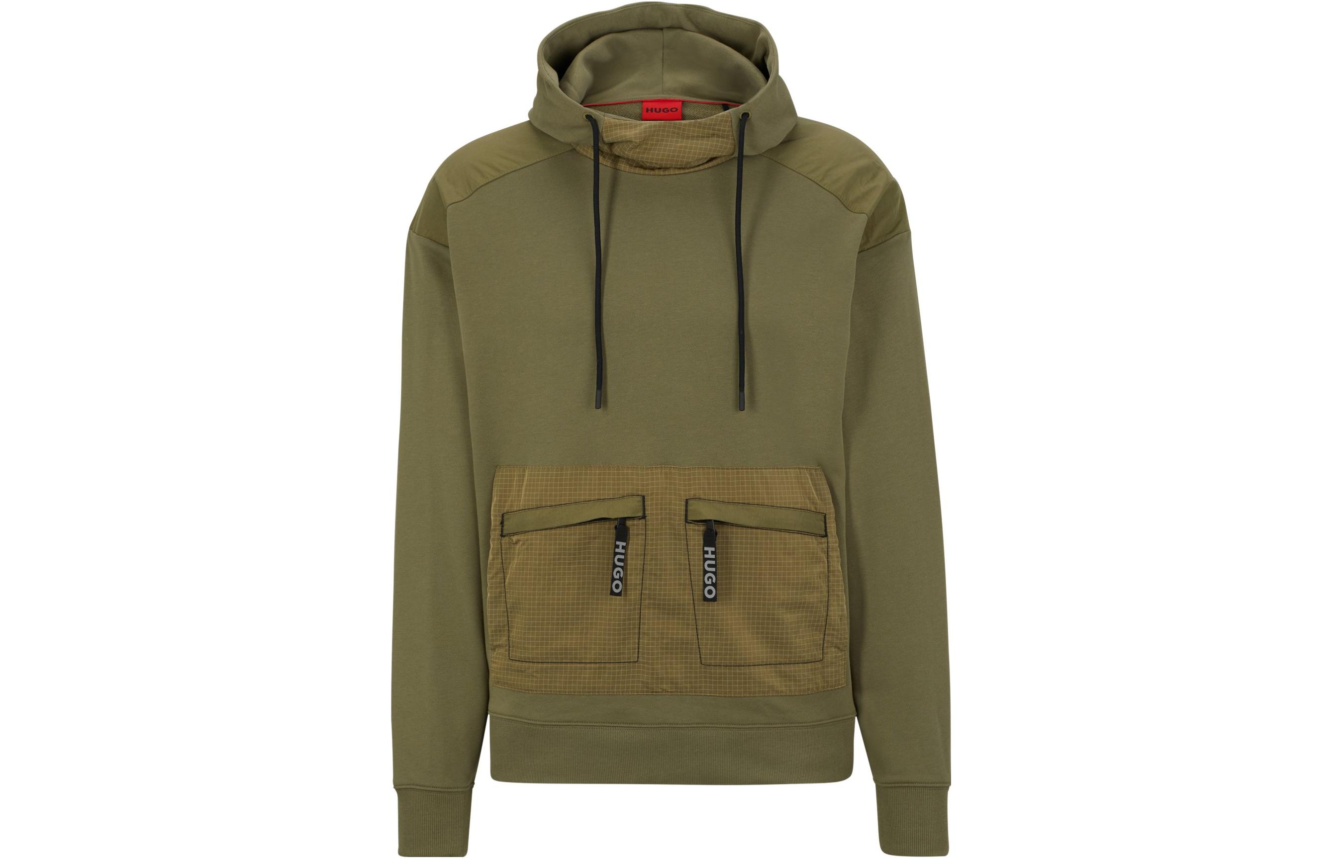 HUGO BOSS SS23 Solid Color Green Hoodie Long Sleeve 50493585-345