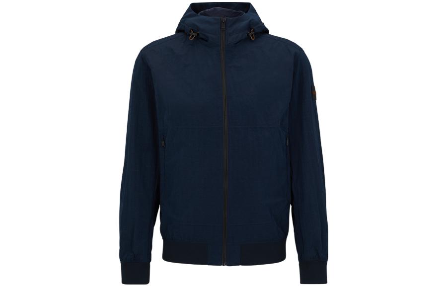 HUGO BOSS SS23 Solid Color Logo Badge Long Sleeve Hooded Jacket 50486261-404