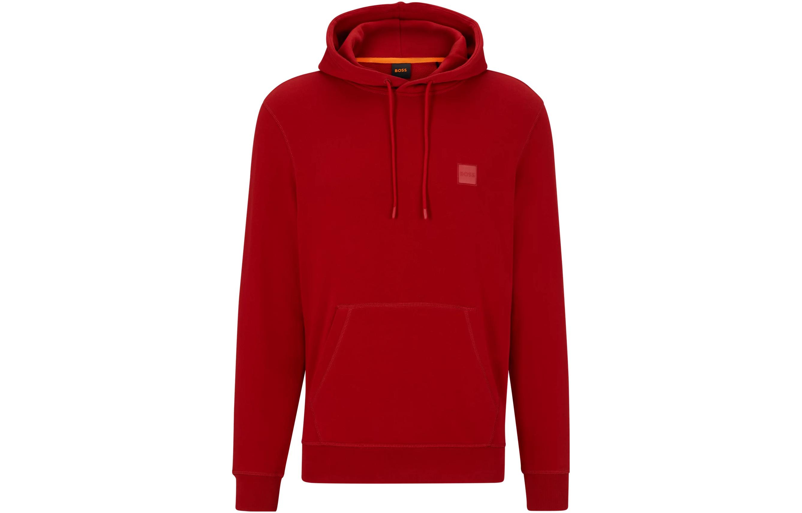 HUGO BOSS SS23 Solid Color Logo Hoodie Pullover Red () 50468445-624