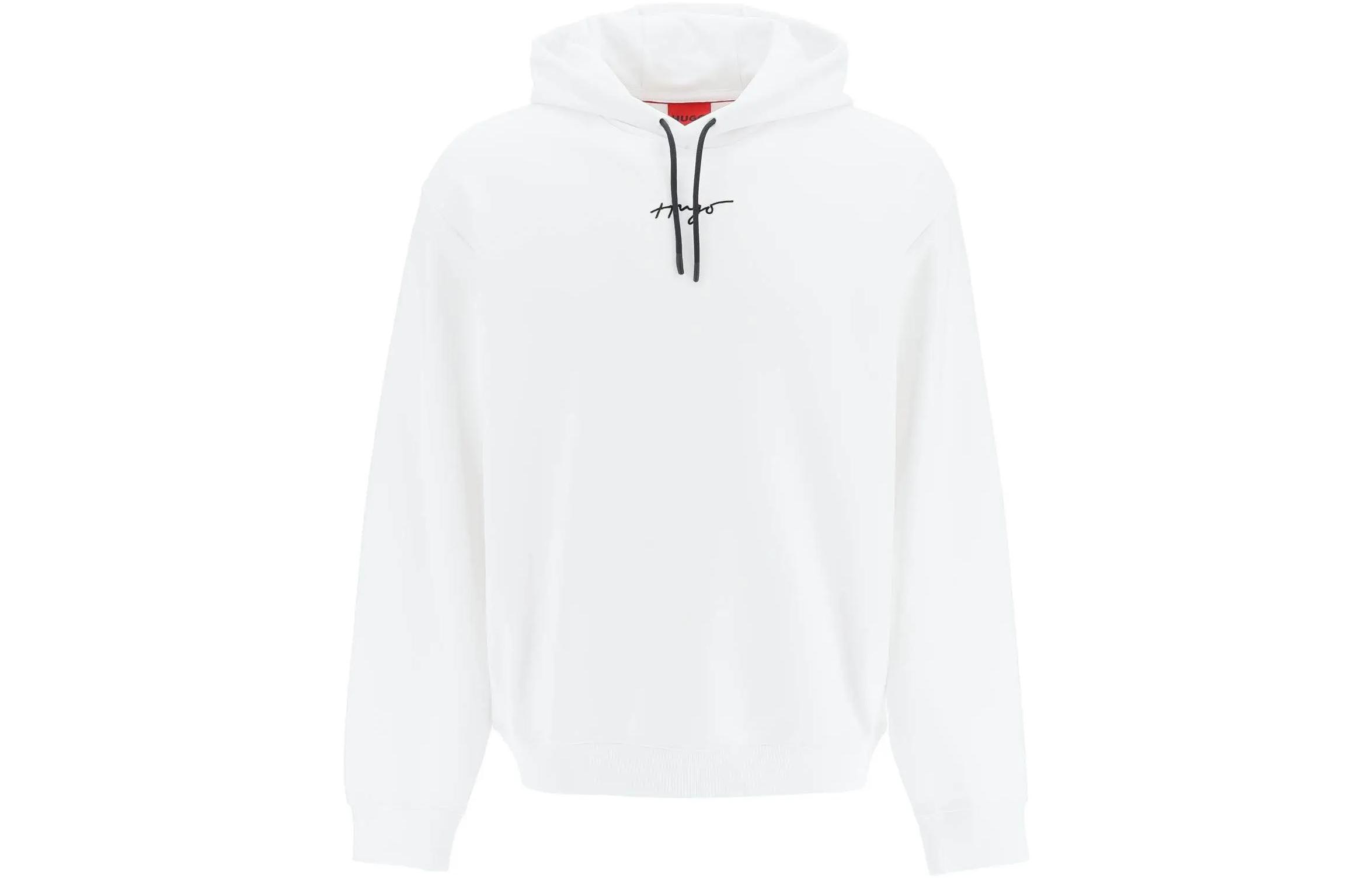 HUGO BOSS SS23 Solid Color Logo Print Drawstring Hoodie White 50486444-100