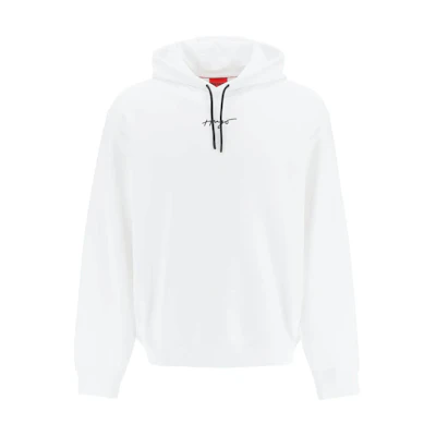 HUGO BOSS SS23 Solid Color Logo Print Drawstring Hoodie White 50486444-100