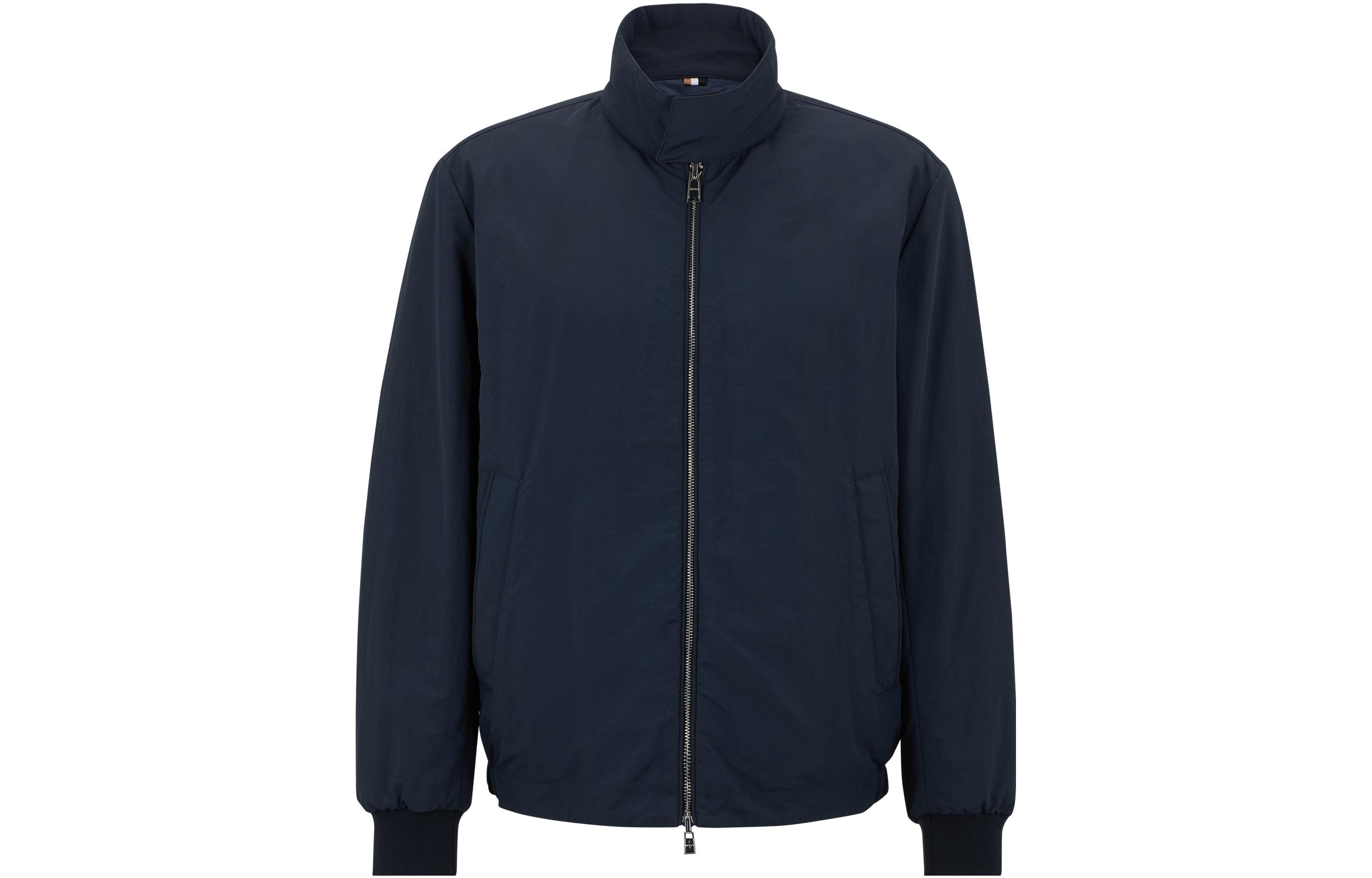 HUGO BOSS SS23 Solid Color Zip-Up Stand Collar Jacket Blue () 50488096-404