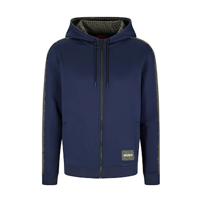 HUGO BOSS SS23 Solid Color Zipper Hoodie Jacket - Dark Blue 50472707-405