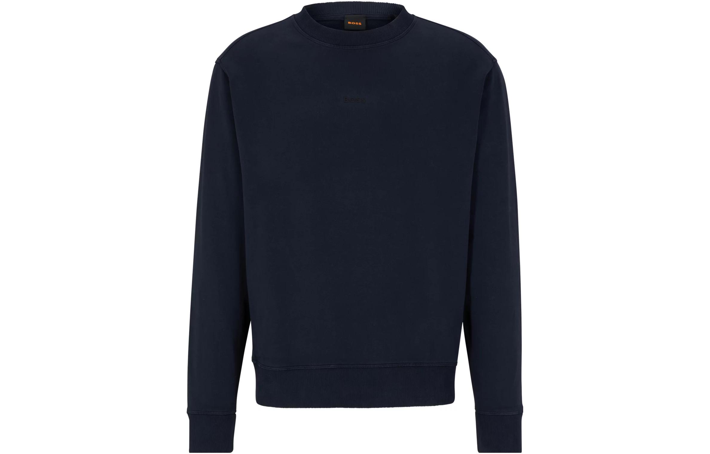 HUGO BOSS SS23 Solid Crewneck Long Sleeve Sweatshirt Navy Blue 50472271-404