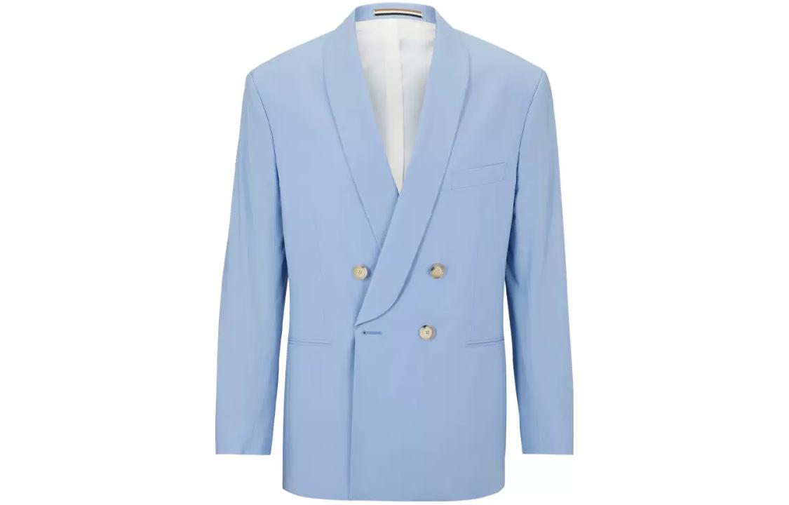 HUGO BOSS SS23 Solid Double-Breasted Jacket - Blue 50497108-492