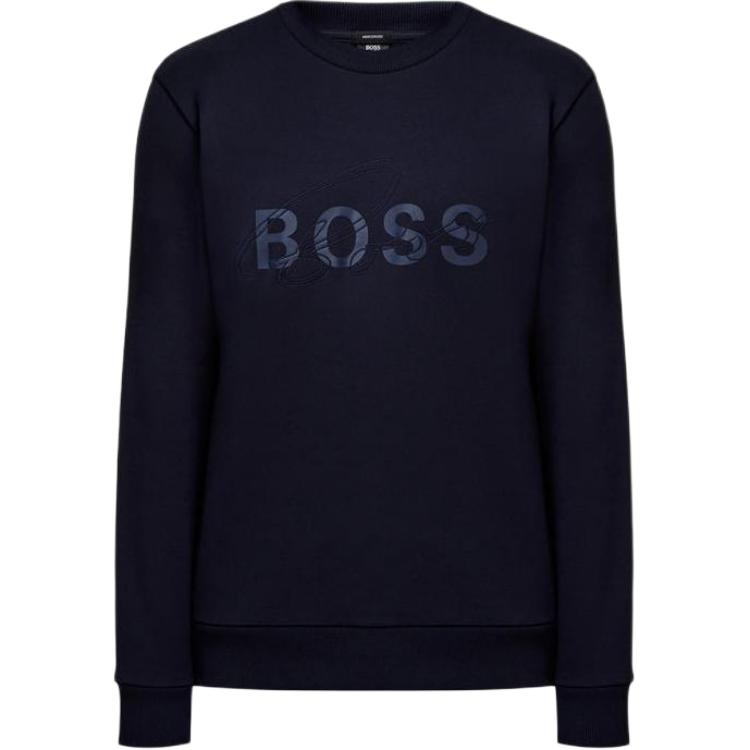 HUGO BOSS SS23 Solid Letter Crewneck Sweatshirt Black 50462618-404