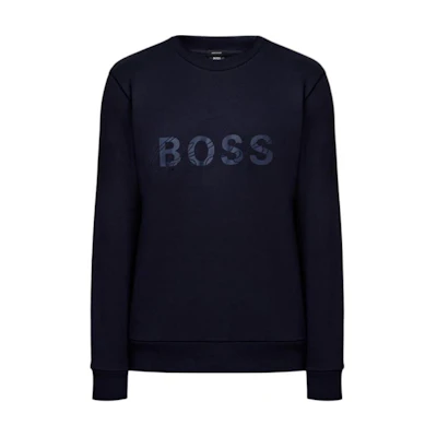 HUGO BOSS SS23 Solid Letter Crewneck Sweatshirt Black 50462618-404