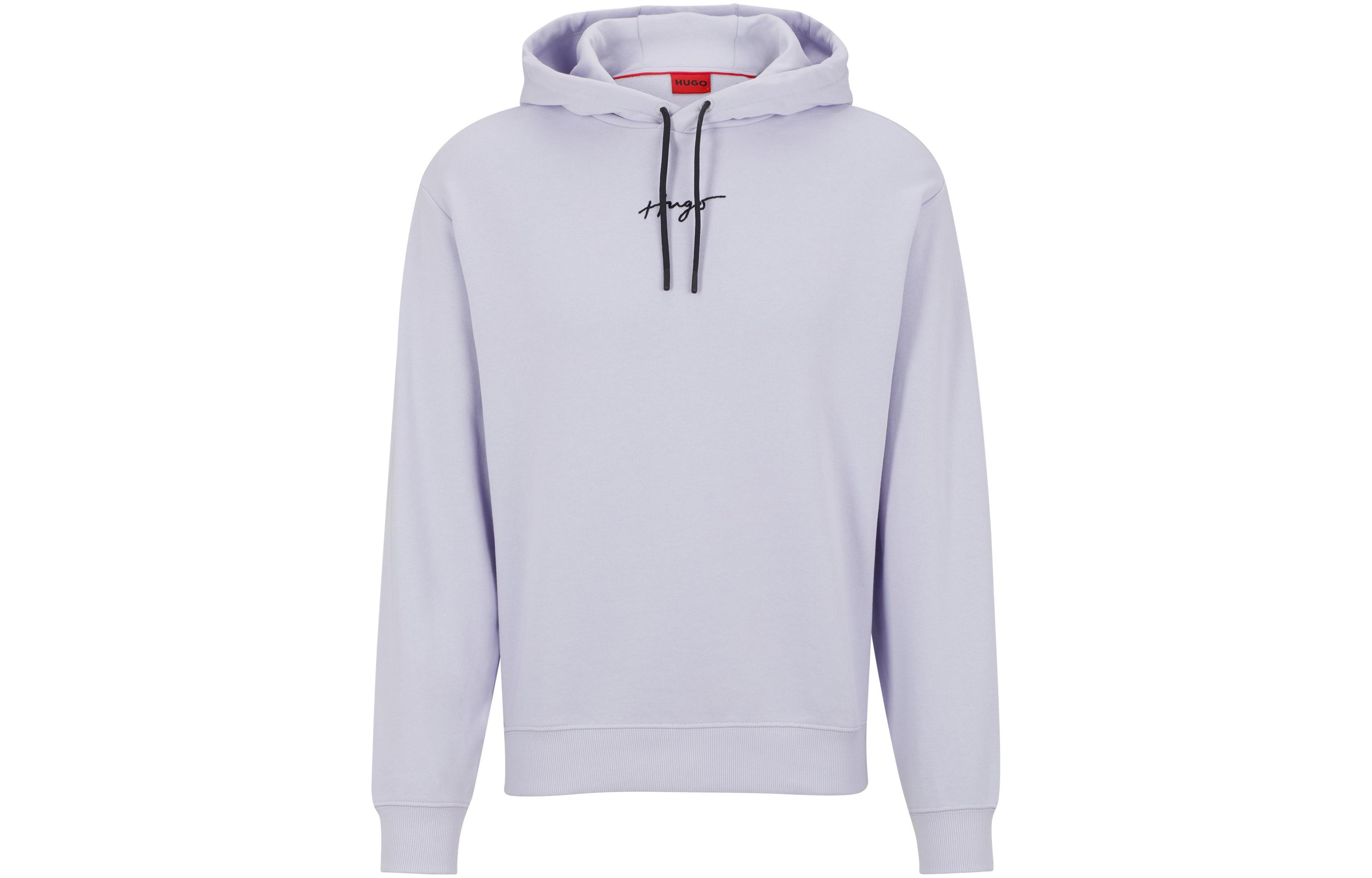 HUGO BOSS SS23 Solid Letter Print Drawstring Hoodie Men’s Light Purple 50486444-535