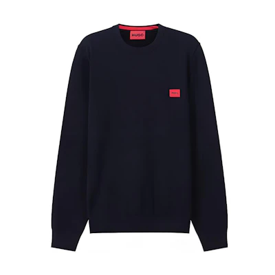 HUGO BOSS SS23 Solid Logo Crewneck Long Sleeve Sweatshirt Men’s Navy Blue 50472311-410