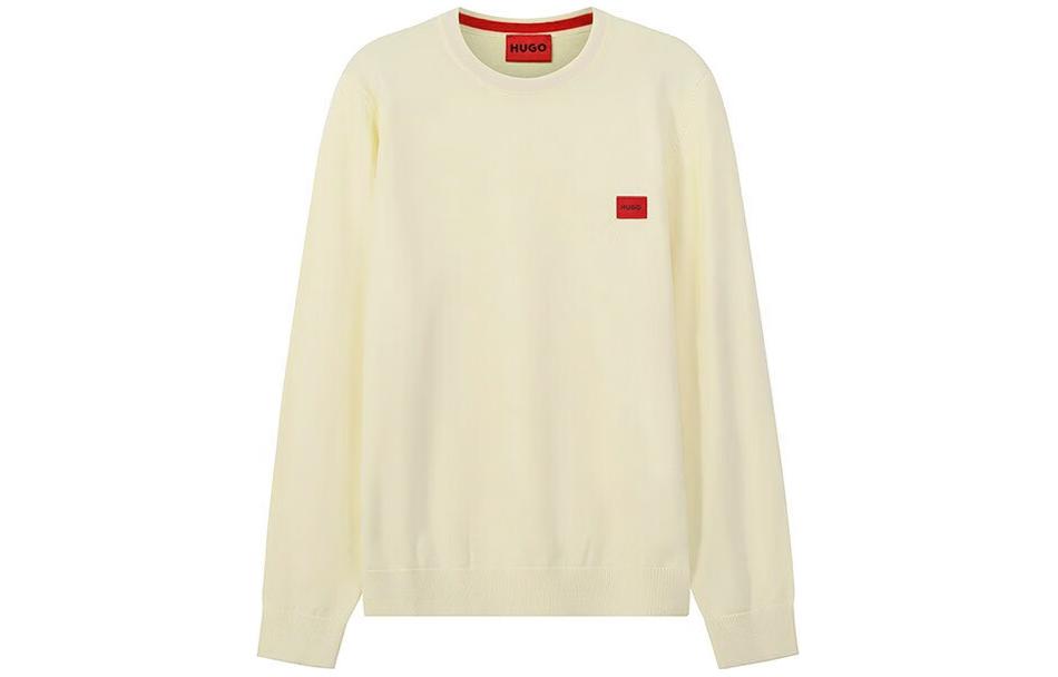 HUGO BOSS SS23 Solid Logo Crewneck Long Sleeve Sweatshirt Pale Yellow 50472311-741