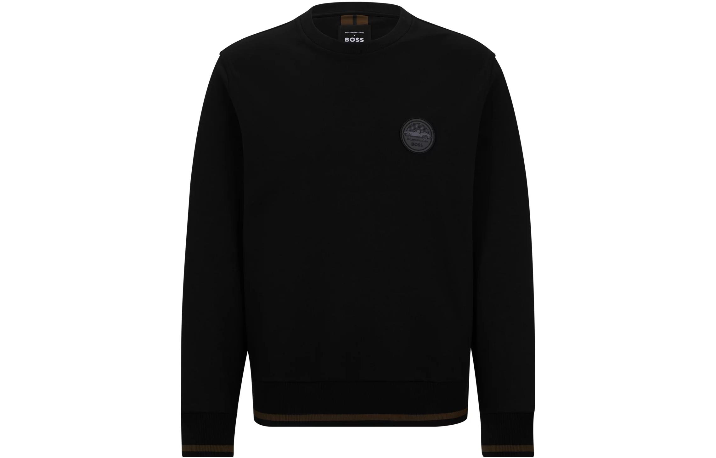 HUGO BOSS SS23 Solid Logo Crewneck Pullover Casual Sweatshirt Men Black 50498740-001