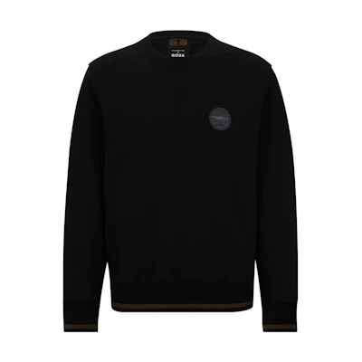 HUGO BOSS SS23 Solid Logo Crewneck Pullover Casual Sweatshirt Men Black 50498740-001