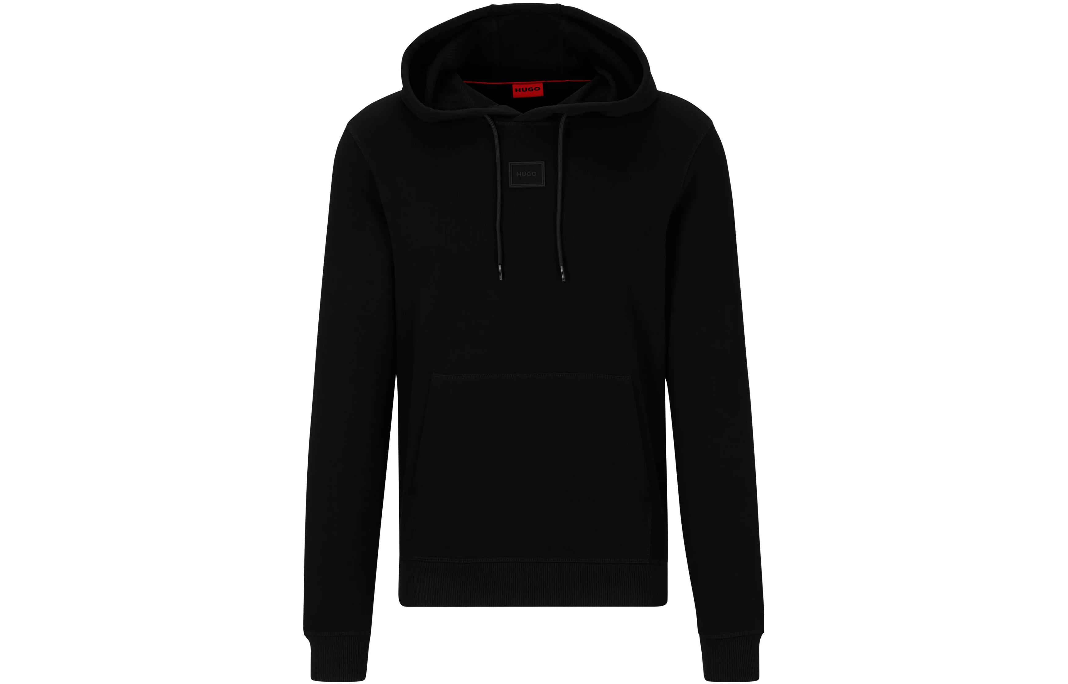 HUGO BOSS SS23 Solid Logo Drawstring Hoodie Black Long Sleeve 50495618-001