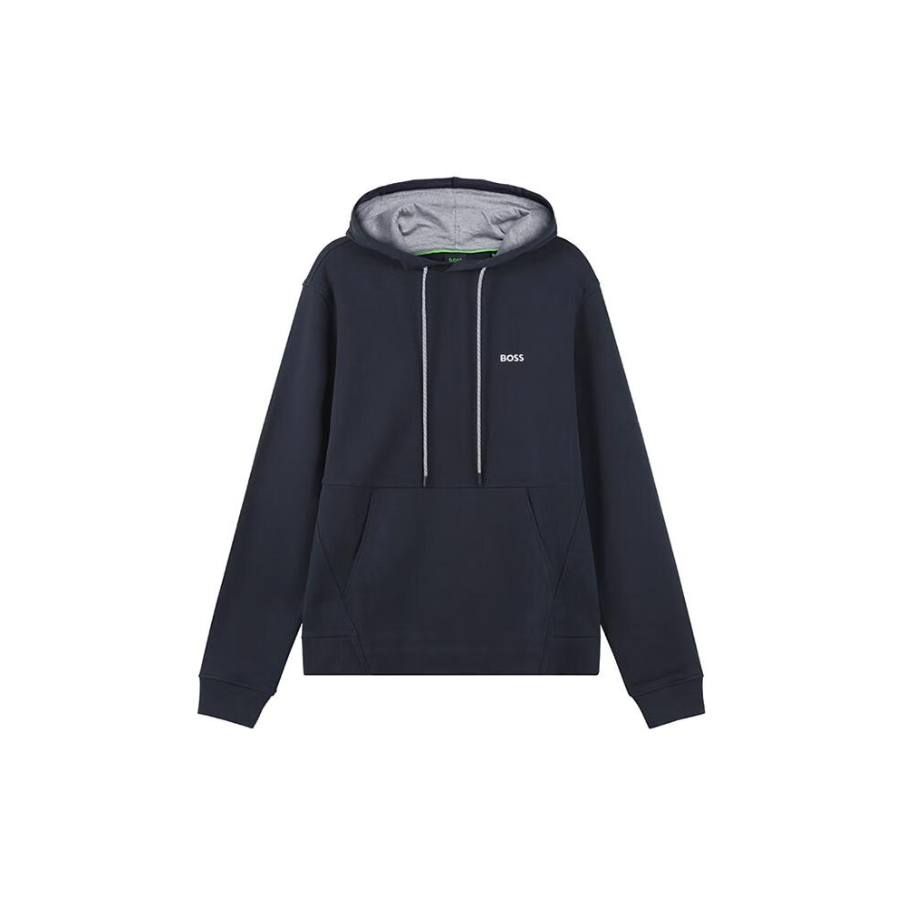 HUGO BOSS SS23 Solid Logo Embroidered Hoodie - Dark Blue 50483036-402
