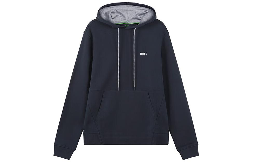 HUGO BOSS SS23 Solid Logo Embroidered Hoodie - Dark Blue 50483036-402 圖 2