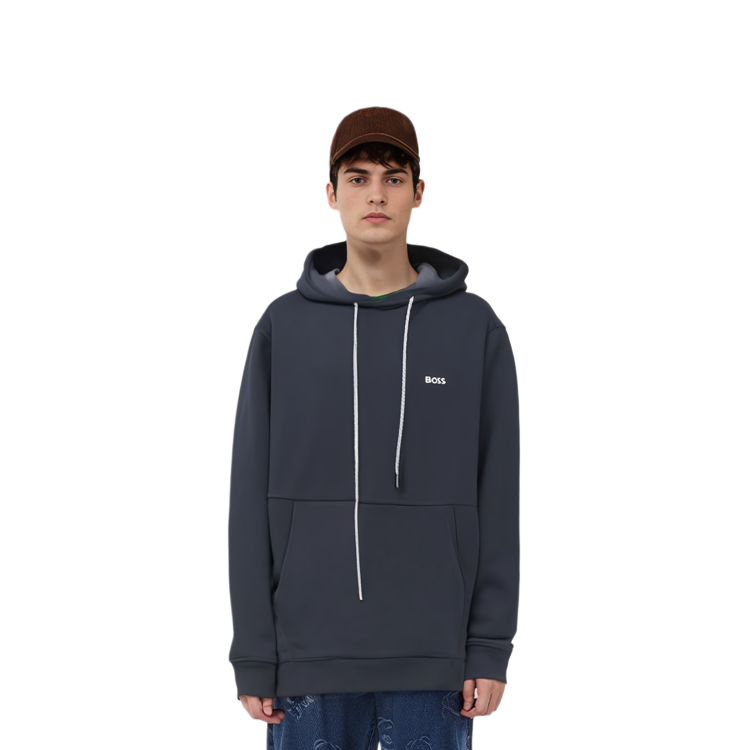 HUGO BOSS SS23 Solid Logo Embroidered Hoodie - Dark Blue 50483036-402 圖 4