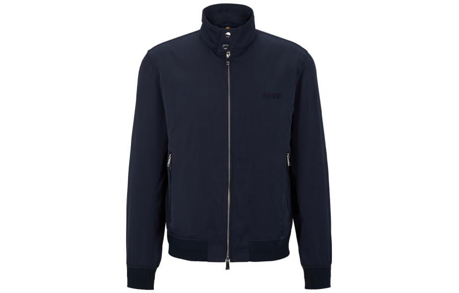 HUGO BOSS SS23 Solid Logo Embroidered Zip Jacket - Dark Blue 50492720-404