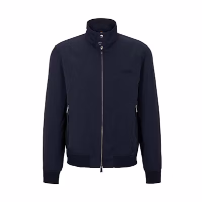 HUGO BOSS SS23 Solid Logo Embroidered Zip Jacket - Dark Blue 50492720-404