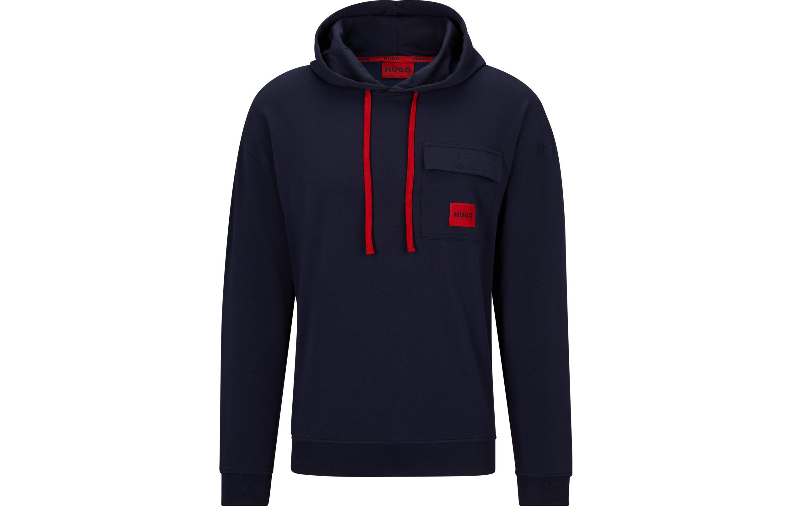 HUGO BOSS SS23 Solid Logo Hoodie Sweatshirt - Navy Blue 50497009-405