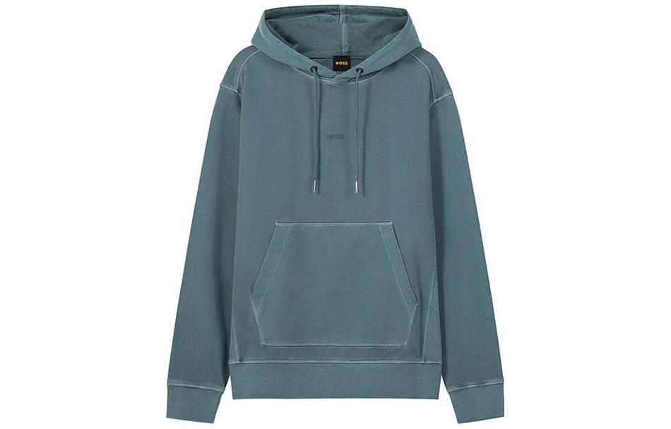 HUGO BOSS SS23 Solid Logo Letter Print Pullover Sweatshirt Dark Green 50472411-369