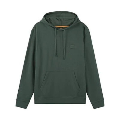 HUGO BOSS SS23 Solid Logo Patch Pullover Hoodie Men’s Dark Green 50468445-304