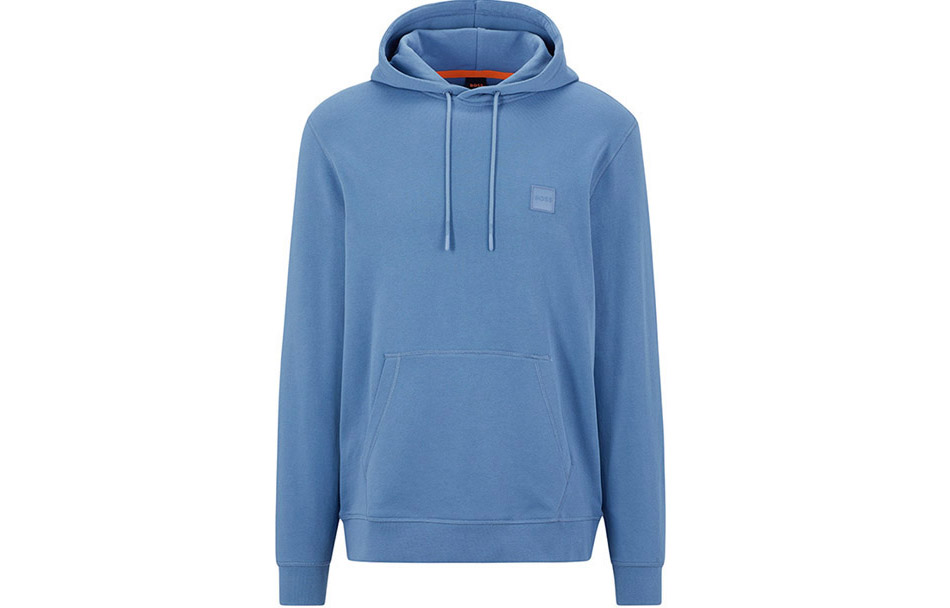 HUGO BOSS SS23 Solid Logo Patch Pullover Hoodie Navy Blue 50468445-459