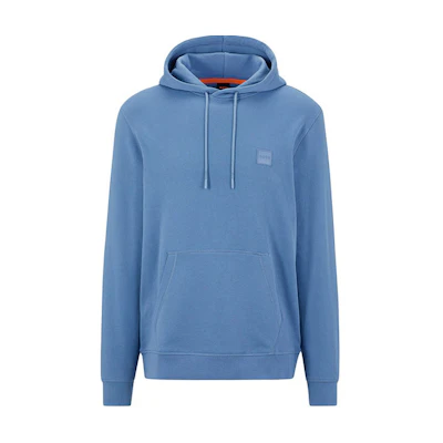 HUGO BOSS SS23 Solid Logo Patch Pullover Hoodie Navy Blue 50468445-459