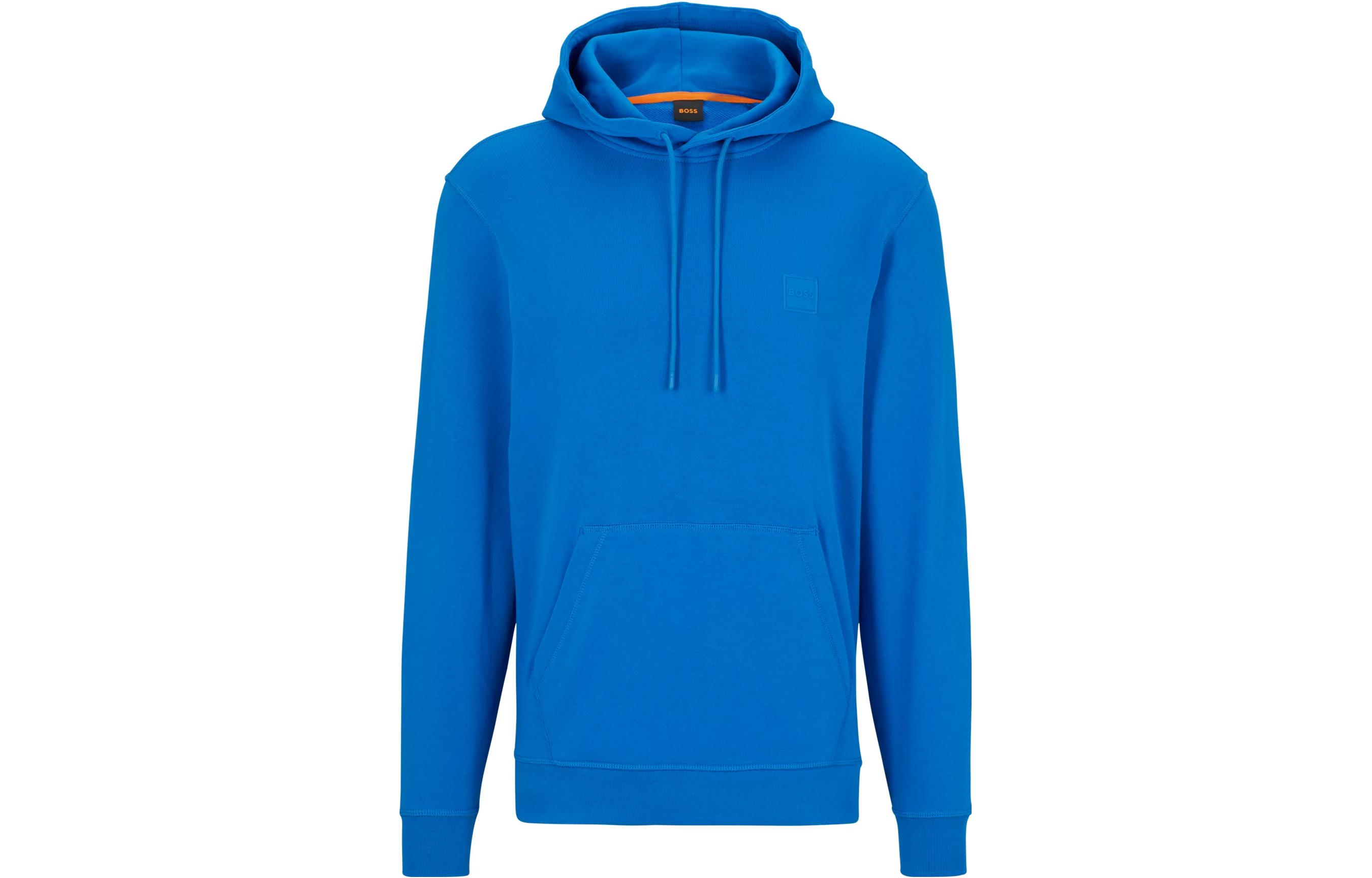 HUGO BOSS SS23 Solid Logo Patch Pullover Sweatshirt Men’s Light Blue 50468445-465