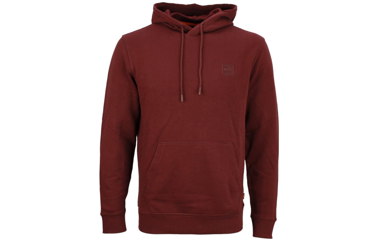 HUGO BOSS SS23 Solid Logo Patch Pullover Sweatshirt Deep Red 50468445-604