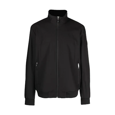 HUGO BOSS SS23 Solid Logo Patch Stand Collar Jacket Men’s Black 50484949-001