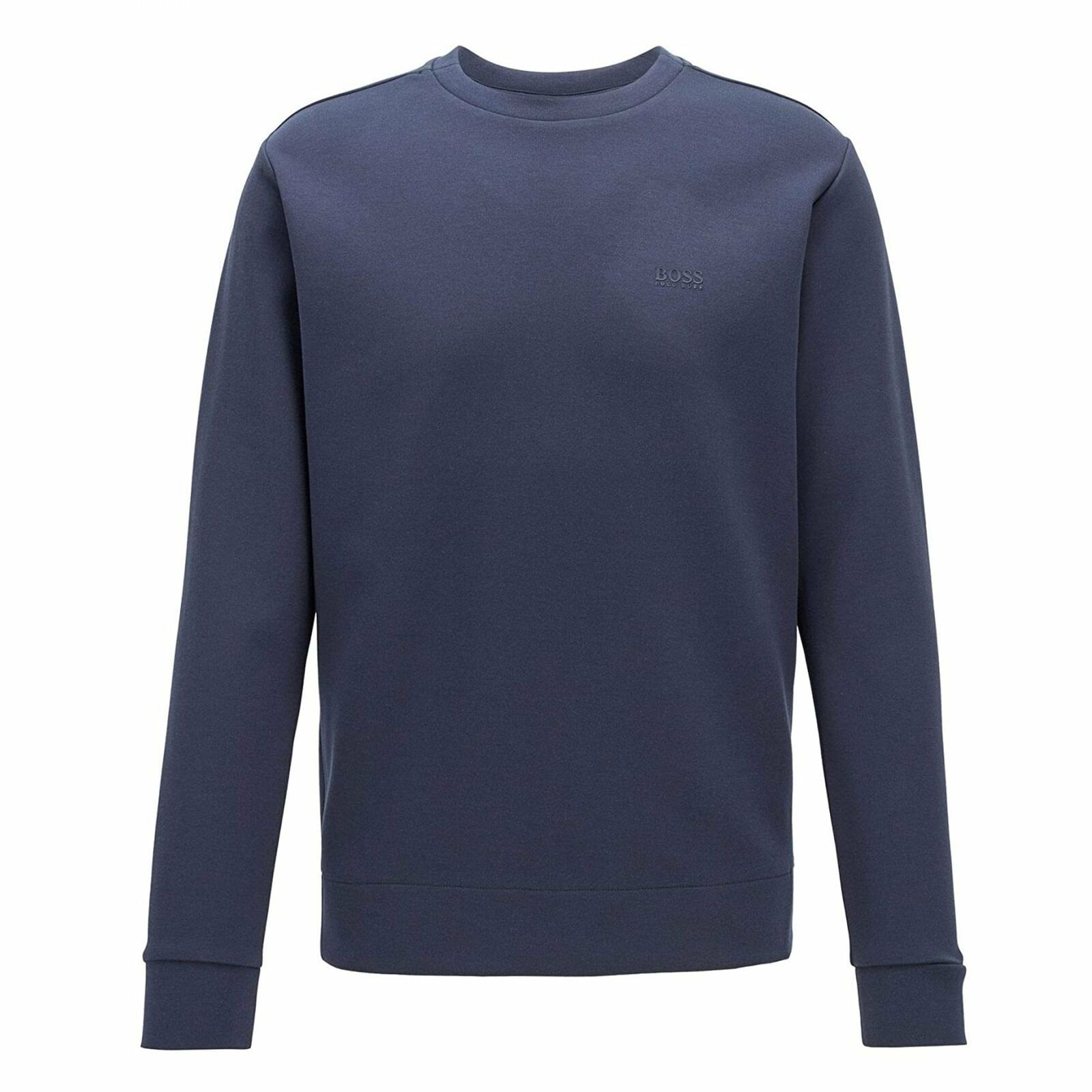 HUGO BOSS SS23 Solid Logo Print Crewneck Long Sleeve Sweatshirt Navy Men 50410319-410