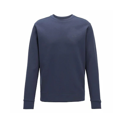 HUGO BOSS SS23 Solid Logo Print Crewneck Long Sleeve Sweatshirt Navy Men 50410319-410
