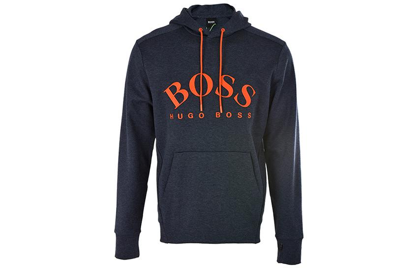 HUGO BOSS SS23 Solid Logo Print Hoodie Deep Blue Long Sleeve SOODY7264487
