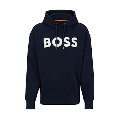 HUGO BOSS SS23 Solid Logo Print Hoodie Men’s Navy Blue 50487134-404