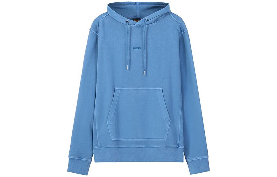 Order 雨果博斯 SS23 天蓝色男士纯色标志套头卫衣 50472411-459