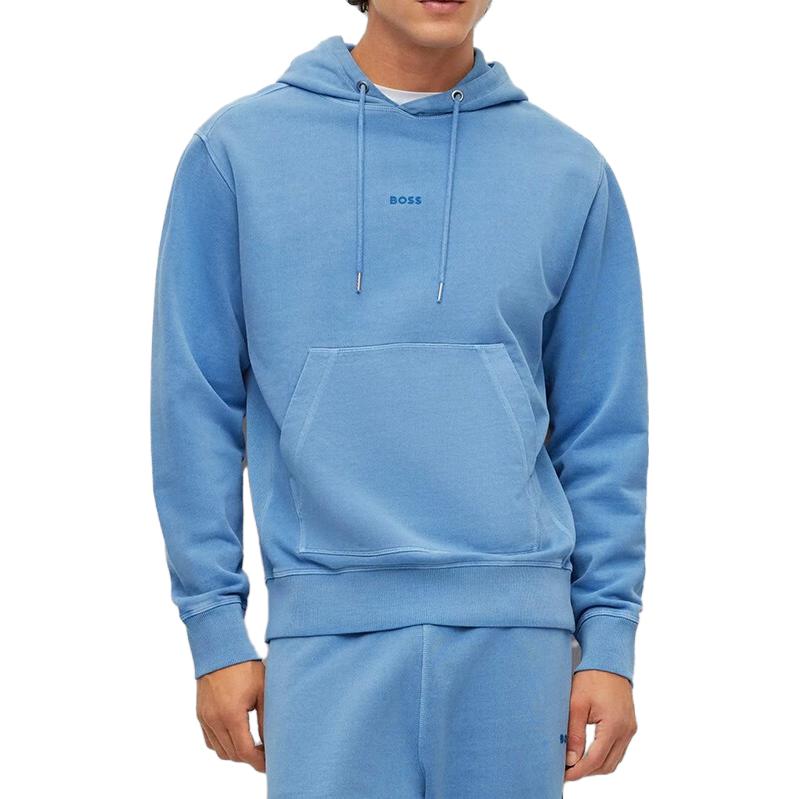 Shop 雨果博斯 SS23 天蓝色男士纯色标志套头卫衣 50472411-459