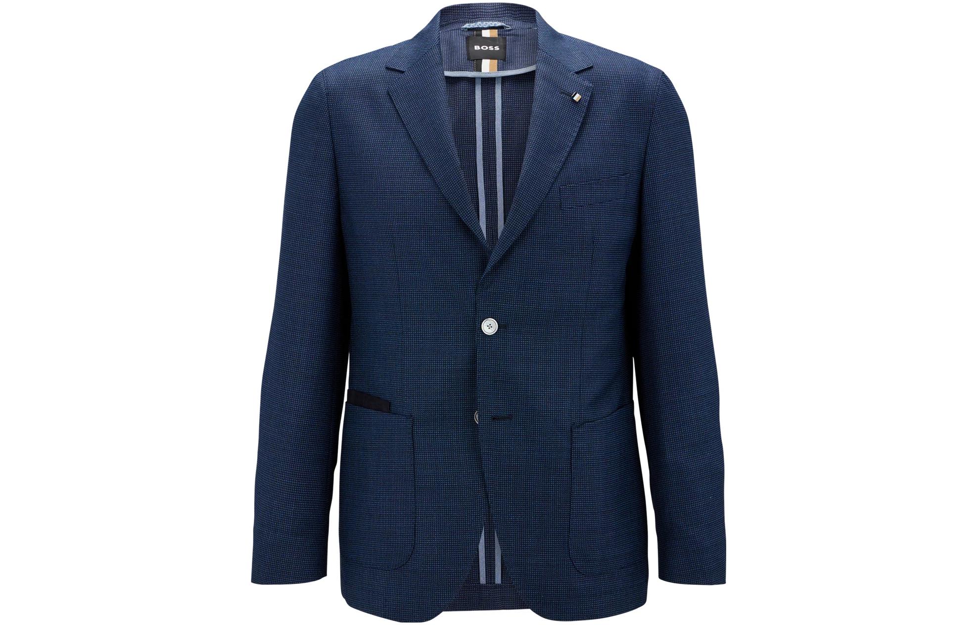 HUGO BOSS SS23 Solid Loose Fit Casual Long Sleeve Jacket Blue Menswear 50479974-438