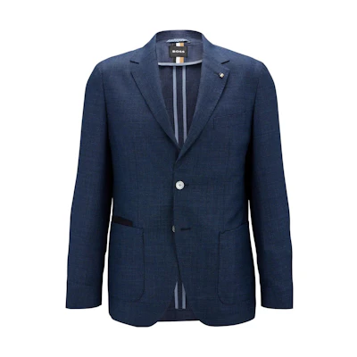 HUGO BOSS SS23 Solid Loose Fit Casual Long Sleeve Jacket Blue Menswear 50479974-438