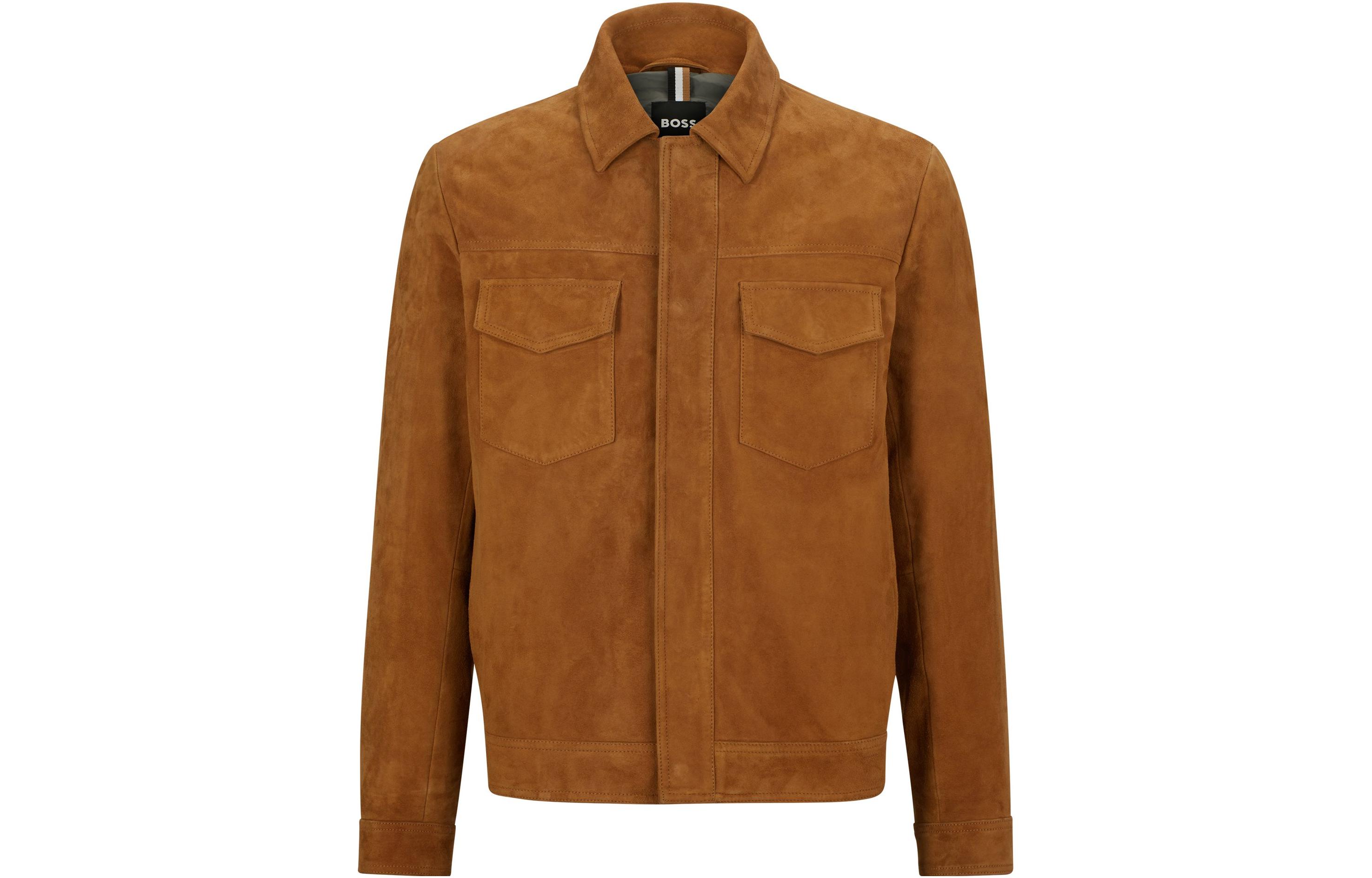 HUGO BOSS SS23 Solid Pocket Detail Jacket Camel Color 50485066-260