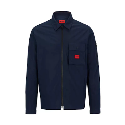 HUGO BOSS SS23 Solid Pocket Logo Print Long Sleeve Jacket Men Dark Blue 50482701-405