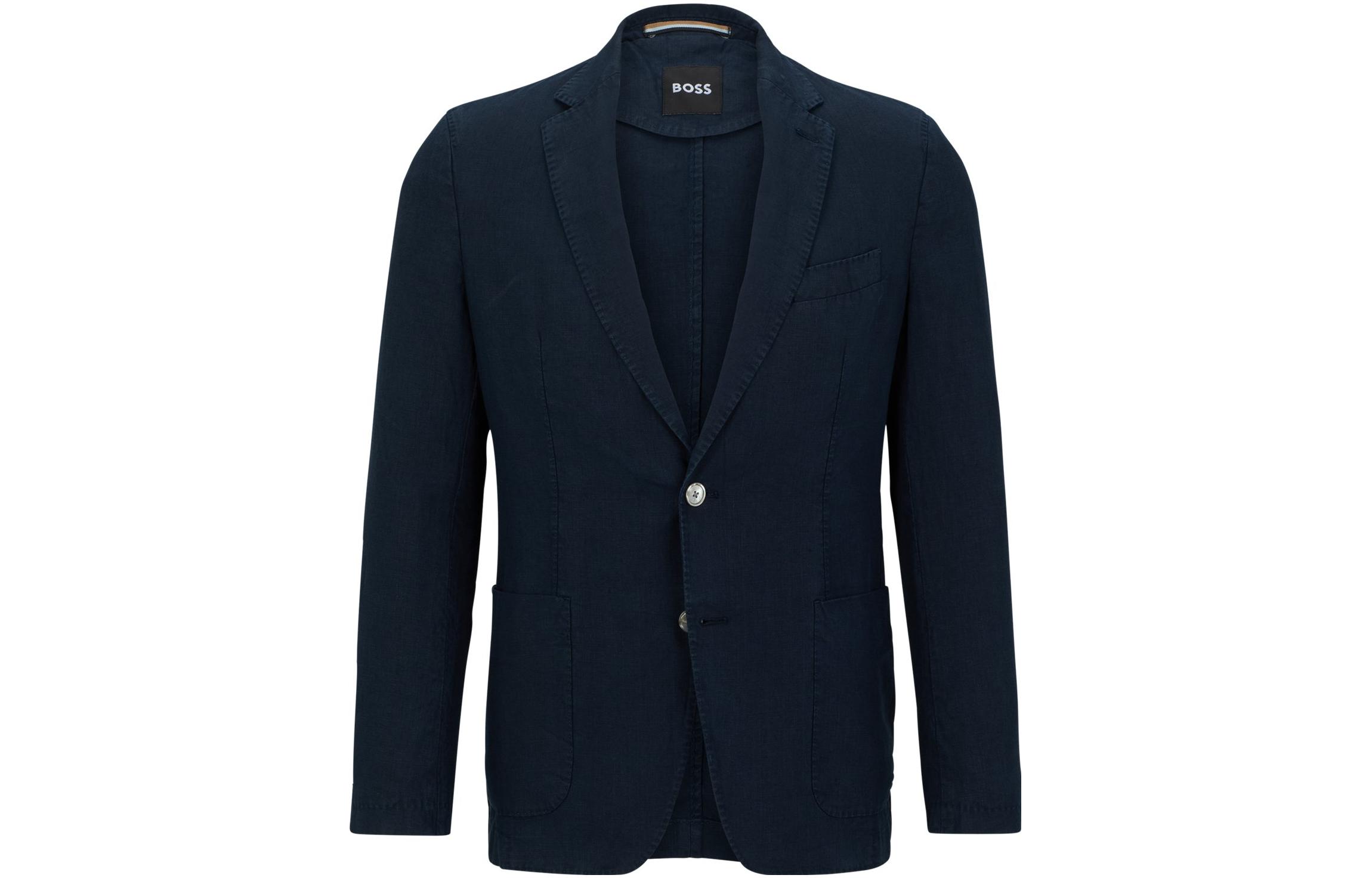 HUGO BOSS SS23 Solid Single-Breasted Long-Sleeve Jacket Blue 50488443-404