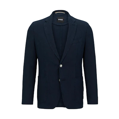 HUGO BOSS SS23 Solid Single-Breasted Long-Sleeve Jacket Blue 50488443-404
