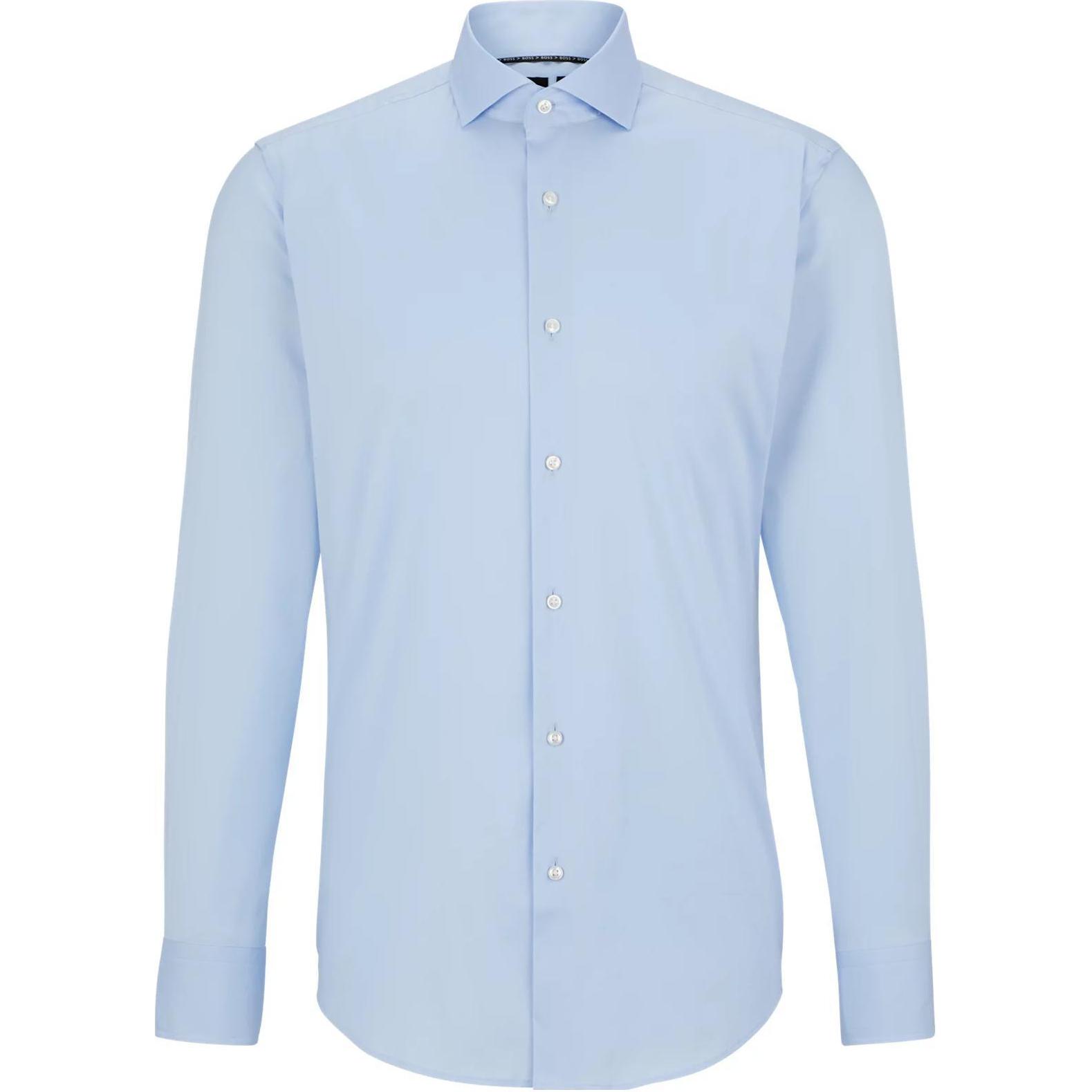 HUGO BOSS SS23 Solid Single-Breasted Long-Sleeve Shirt Men’s Light Blue. 50479915-450