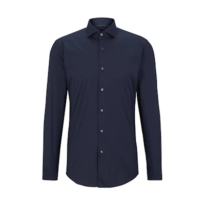 HUGO BOSS SS23 Solid Single-Breasted Long Sleeve Shirt Navy Men’s 50479915-410