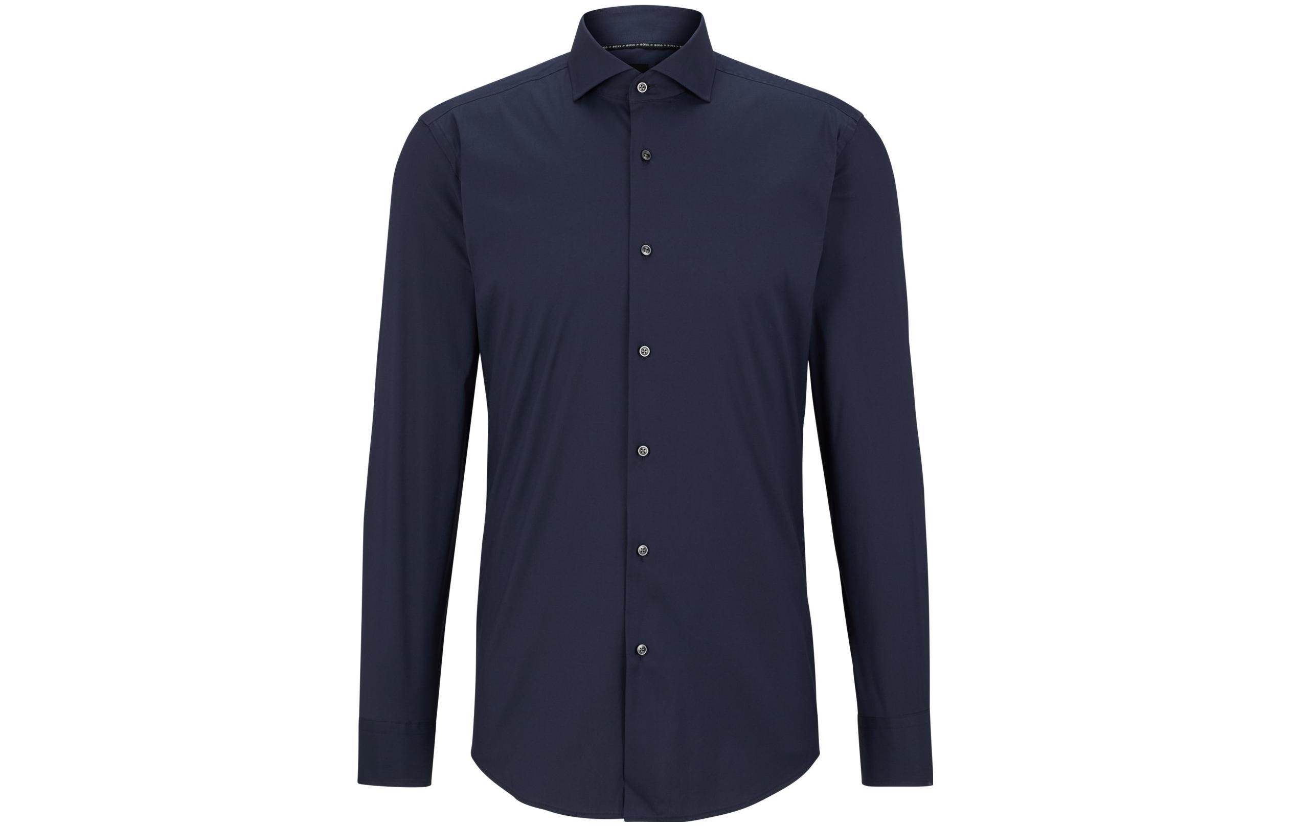 Order HUGO BOSS SS23 Solid Single-Breasted Long Sleeve Shirt Navy Men’s 50479915-410