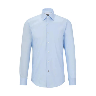 HUGO BOSS SS23 Solid Sky Blue Long Sleeve Button-Up Shirt 50479922-450