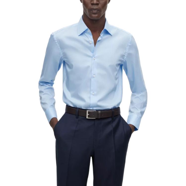 Shop HUGO BOSS 2023春夏款天蓝色长袖衬衫 50479922-450