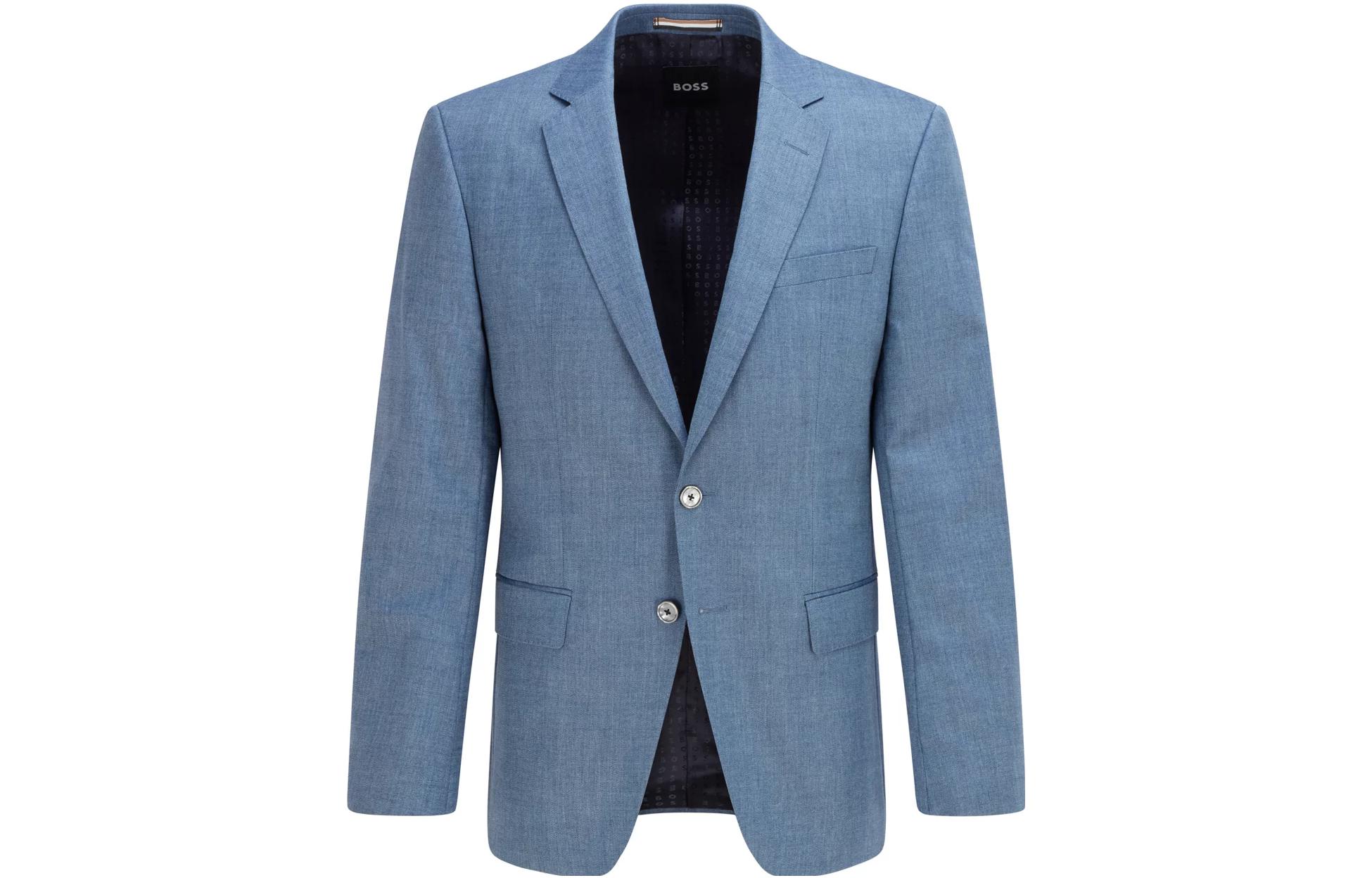 HUGO BOSS SS23 Solid V-Neck Long Sleeve Jacket - Blue 50468849-413