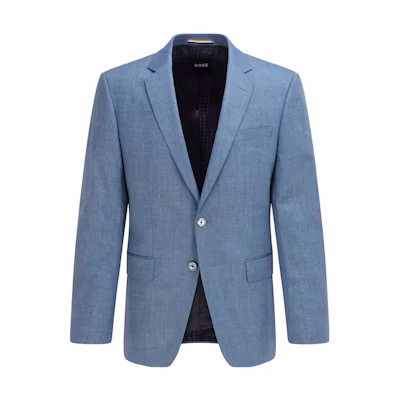 HUGO BOSS SS23 Solid V-Neck Long Sleeve Jacket - Blue 50468849-413