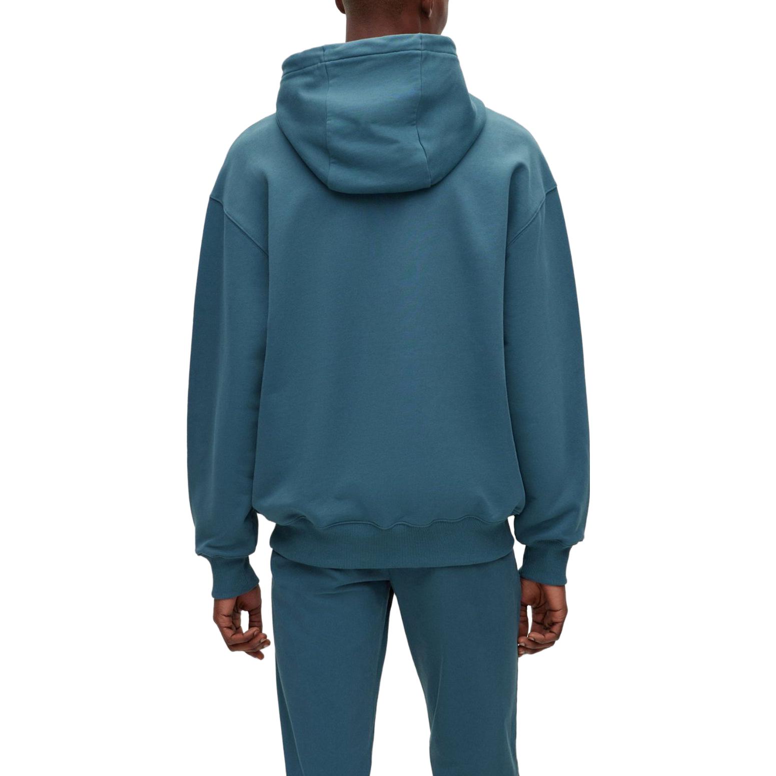HUGO BOSS SS23 Turquoise Flocked Logo Drawstring Hoodie 50485316-445 圖 5